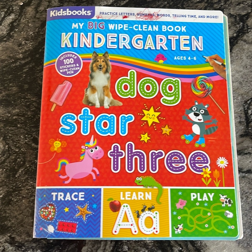 Wipe clean book of kindergarten practice number, word, time, money & letters